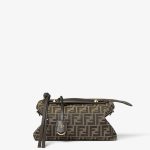 FENDI By The Way Soft Medium Brown FF jacquard fabric bag
